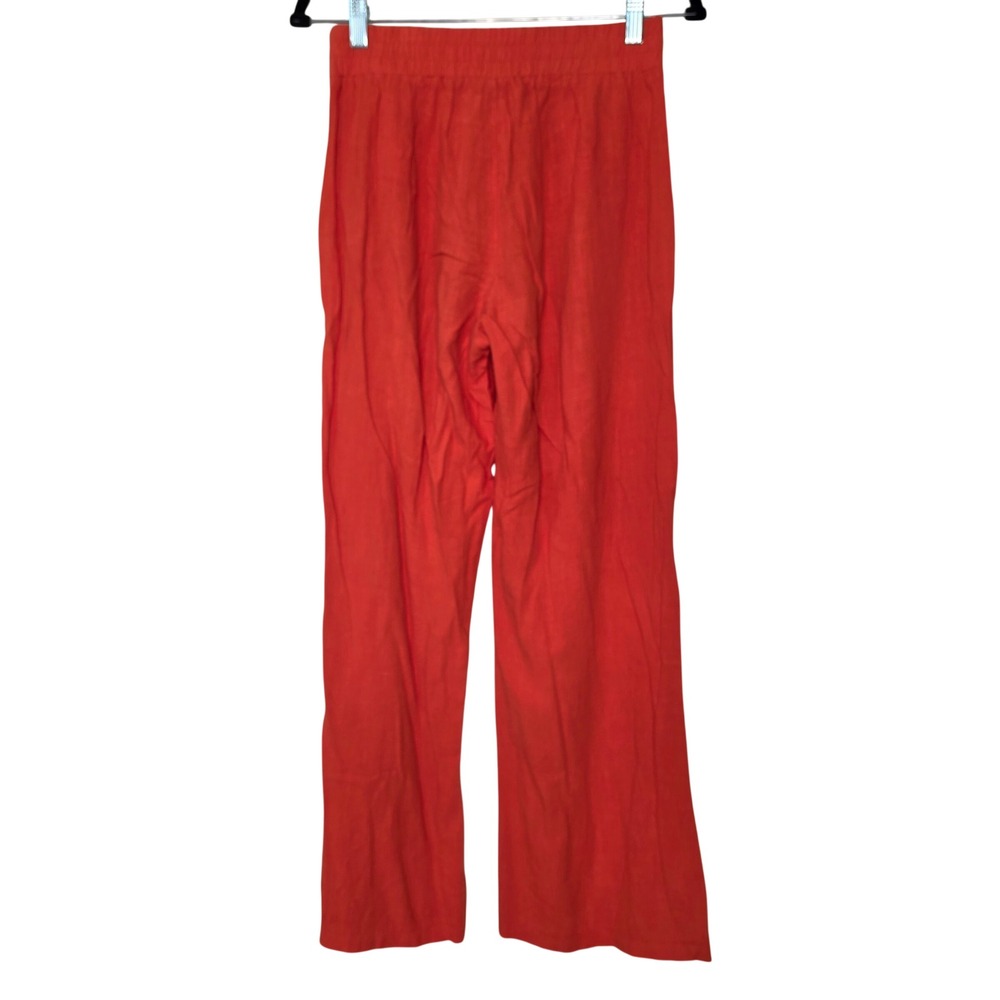 Sienna Sky Pants Women M Orange Wide Leg Linen Blend Drawstring Vacay Boho Flowy - Picture 2 of 10